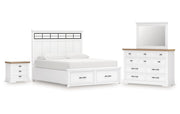 Ashbryn California King Panel Storage Bed with Mirrored Dresser and Nightstand