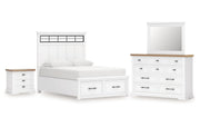 Ashbryn King Panel Storage Bed, Dresser, Mirror and Nightstand