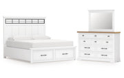 Ashbryn California King Panel Storage Bed with Mirrored Dresser