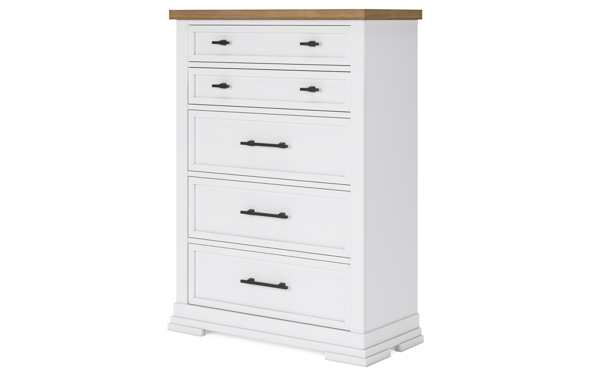 Ashbryn California King Panel Storage Bed, Dresser, Mirror, Chest and Nightstand
