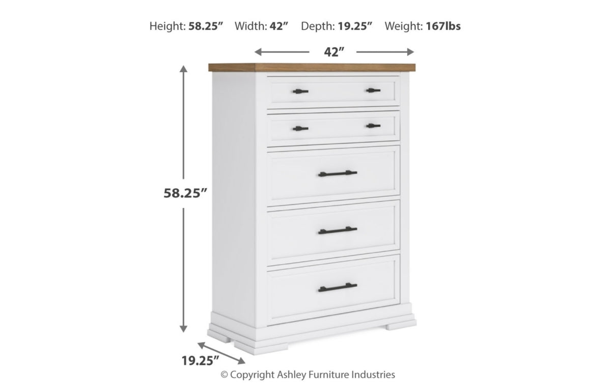 Ashbryn California King Panel Storage Bed, Dresser, Mirror, Chest and Nightstand