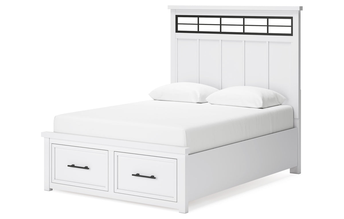 Ashbryn Queen Panel Storage Bed with Mirrored Dresser, Chest and Nightstand