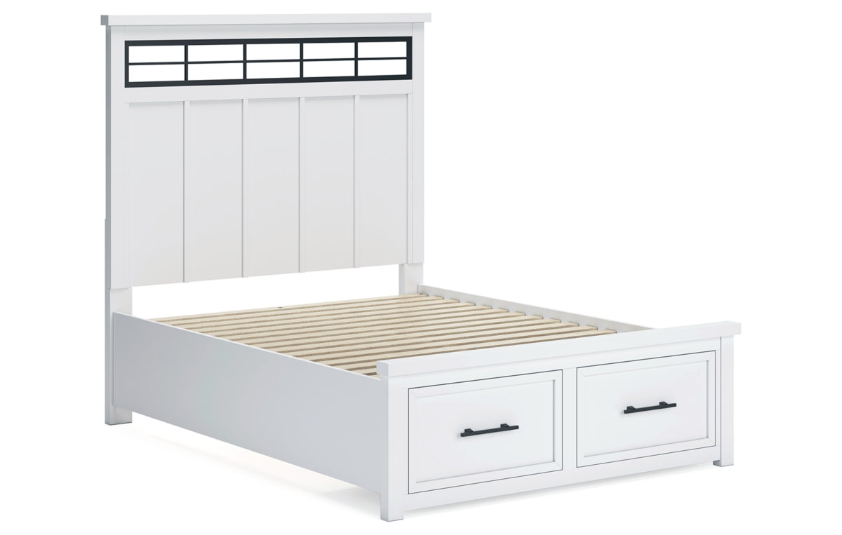 Ashbryn Queen Panel Storage Bed, Dresser, Mirror and Nightstand
