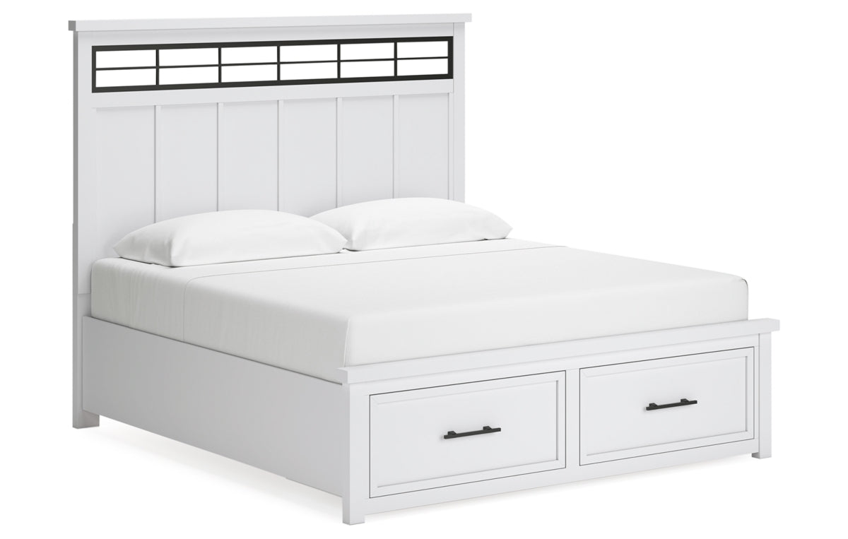 Ashbryn King Panel Storage Bed with Mirrored Dresser, Chest and Nightstand
