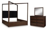Dilenno California King Canopy Bed with Mirrored Dresser