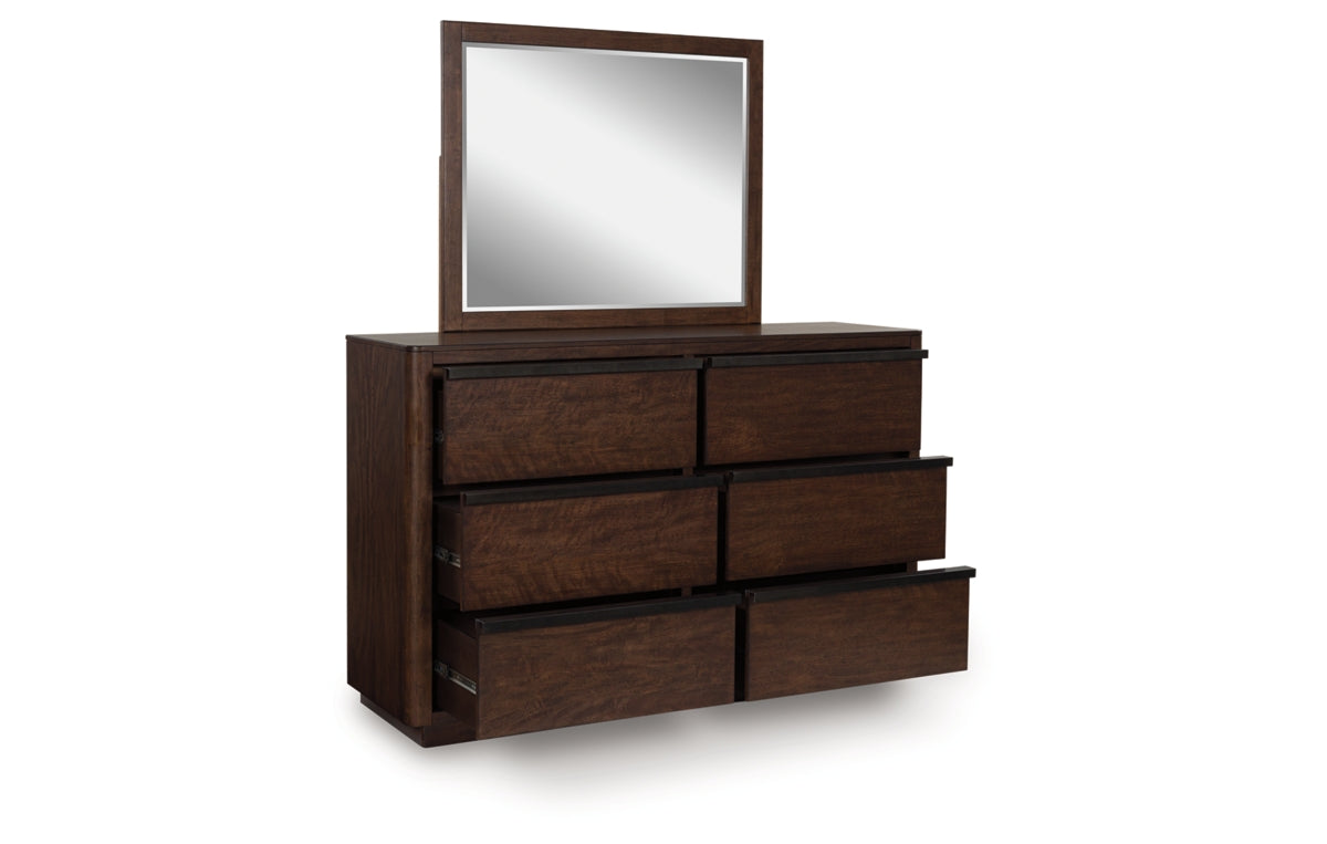 Dilenno Queen Canopy Bed with Mirrored Dresser and Nightstand