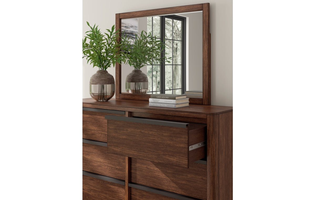 Dilenno California King Canopy Bed with Mirrored Dresser, Chest and Nightstand