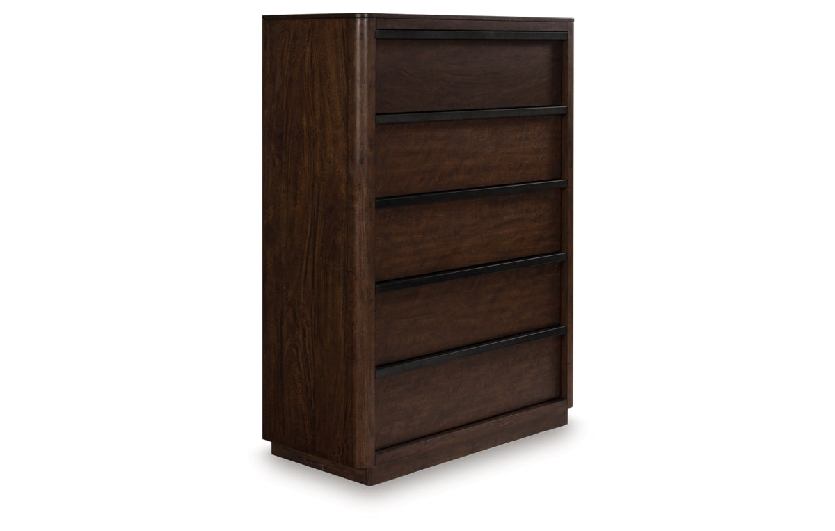 Dilenno California King Canopy Bed with Mirrored Dresser, Chest and Nightstand
