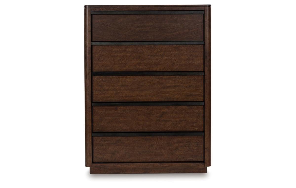 Dilenno California King Canopy Bed with Mirrored Dresser, Chest and Nightstand