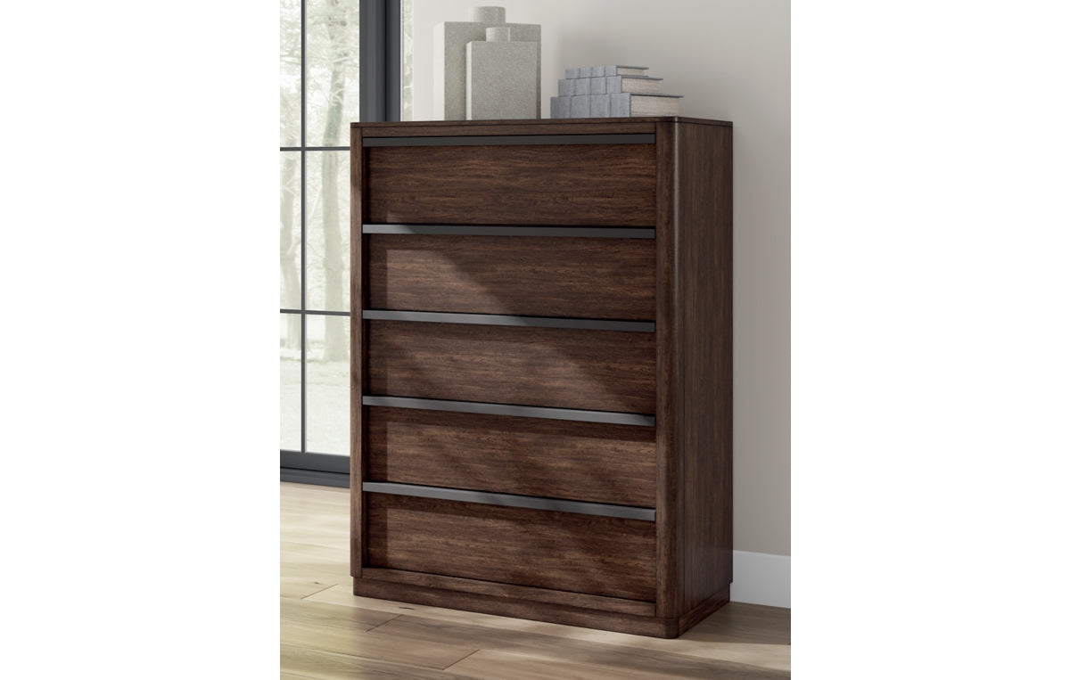 Dilenno California King Canopy Bed with Mirrored Dresser, Chest and Nightstand