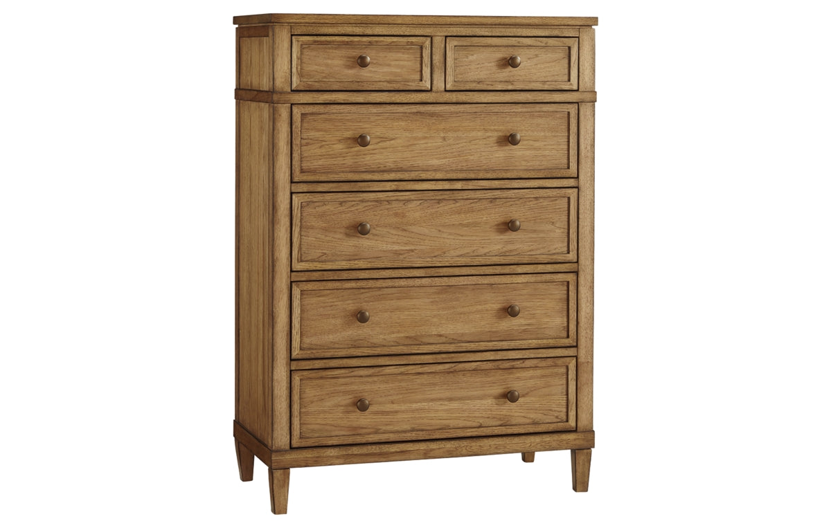 Sharlance King Upholstered Panel Bed with Mirrored Dresser, Chest and Nightstand