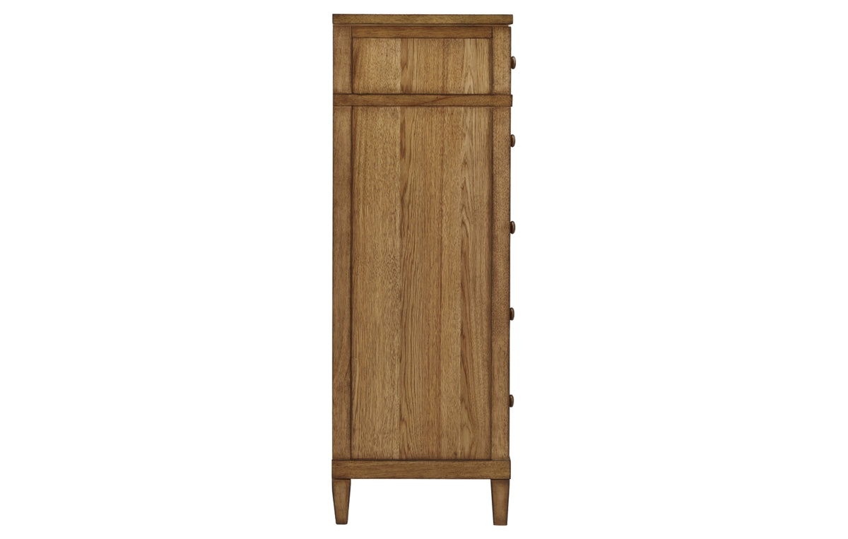 Sharlance King Upholstered Panel Bed with Mirrored Dresser, Chest and Nightstand
