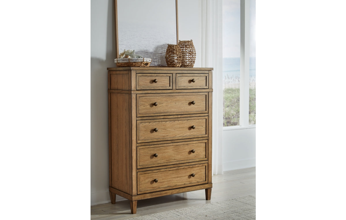 Sharlance King Upholstered Panel Bed with Mirrored Dresser, Chest and Nightstand