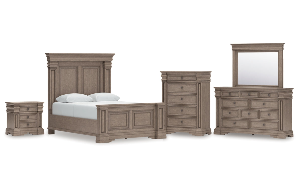 Blairhurst Queen Panel Bed with Mirrored Dresser, Chest and Nightstand