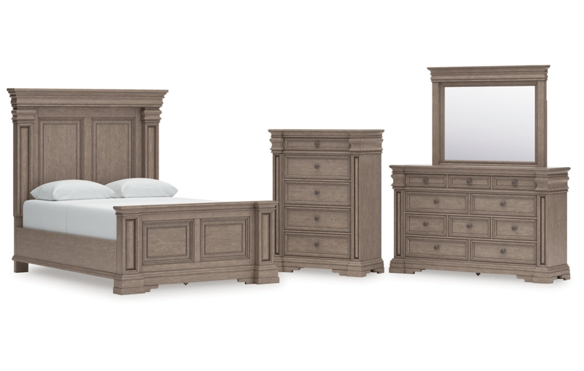 Blairhurst Queen Panel Bed with Mirrored Dresser and Chest