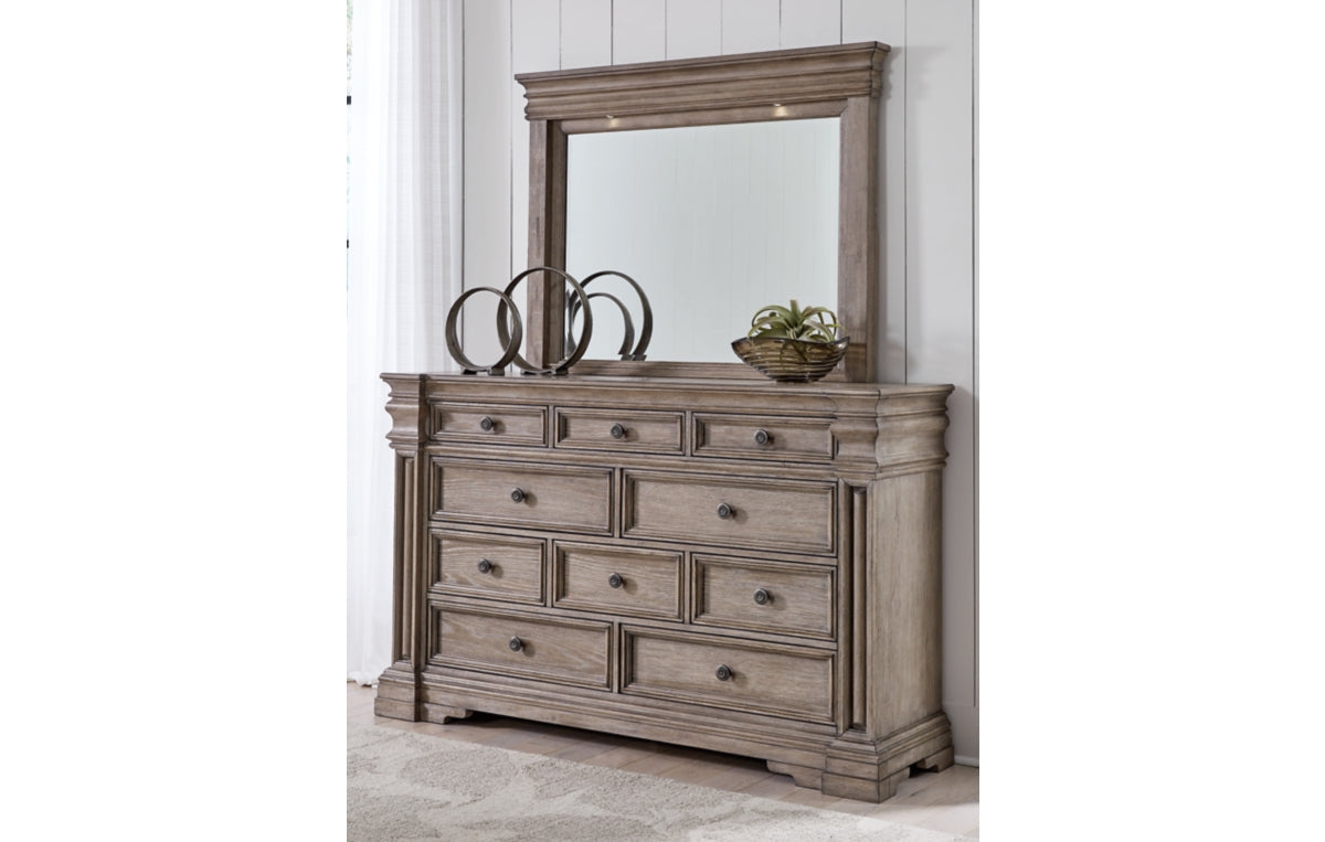 Blairhurst California King Panel Bed, Dresser, Mirror, Chest and Nightstand