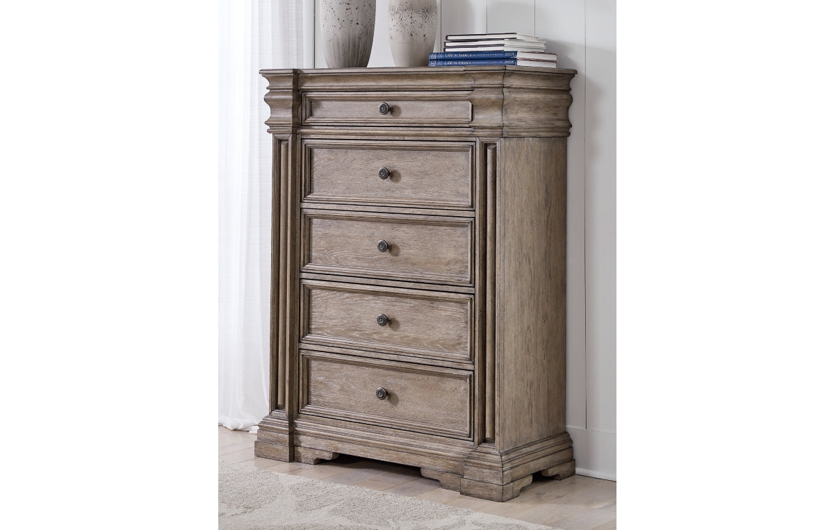 Blairhurst California King Panel Bed, Dresser, Mirror, Chest and Nightstand