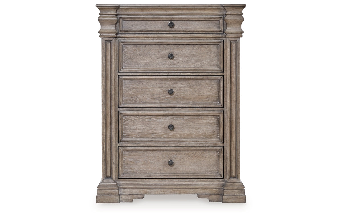Blairhurst California King Panel Bed, Dresser, Mirror, Chest and Nightstand