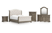 Ardenfield California King Upholstered Sleigh Bed, Dresser, Mirror, Chest and Nightstand