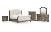 Ardenfield King Upholstered Sleigh Bed, Dresser, Mirror, Chest and Nightstand