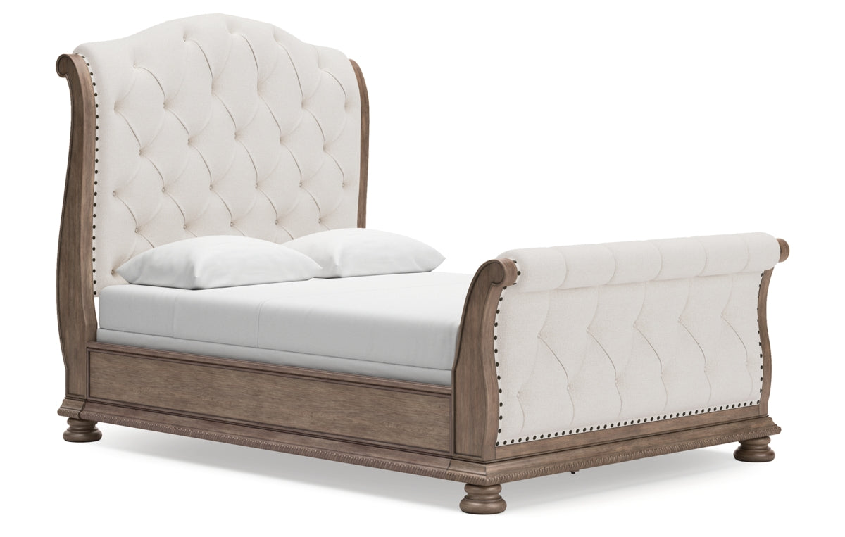 Ardenfield Queen Upholstered Sleigh Bed, Dresser and Mirror