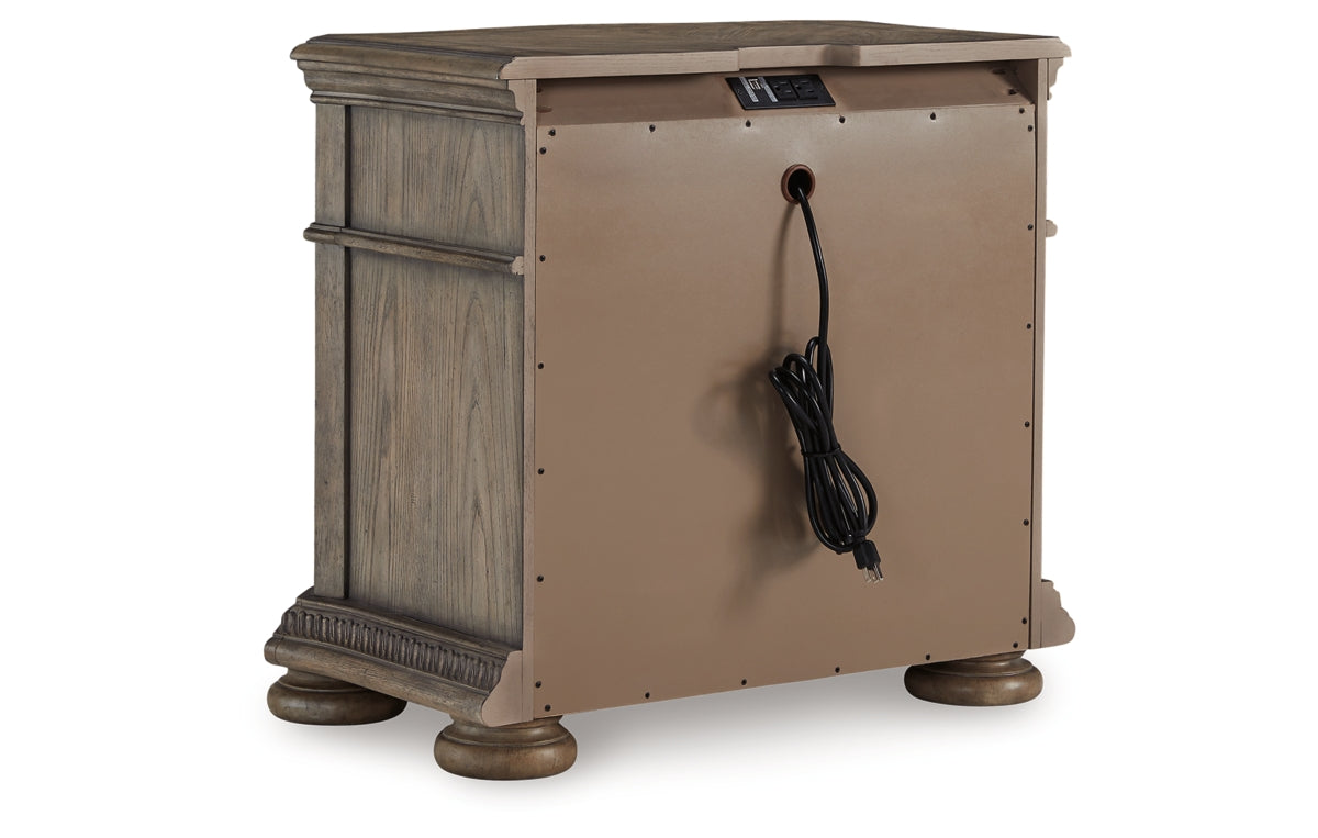 Ardenfield California King Upholstered Sleigh Bed with Mirrored Dresser and Nightstand