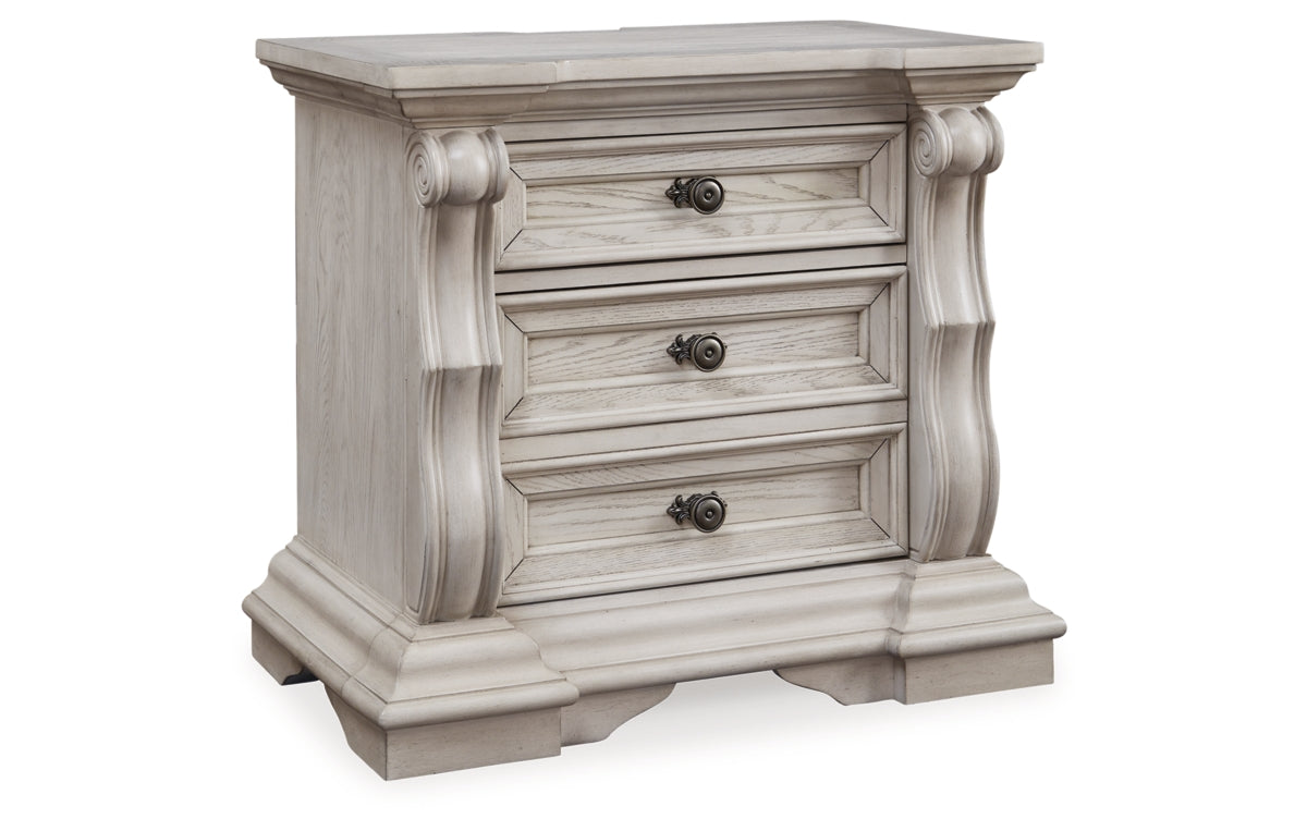 Bruchandi California King Upholstered Panel Bed with Mirrored Dresser and Nightstand