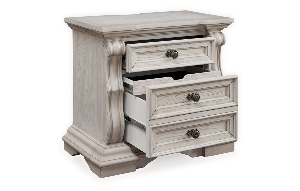 Bruchandi California King Upholstered Panel Bed with Mirrored Dresser and Nightstand