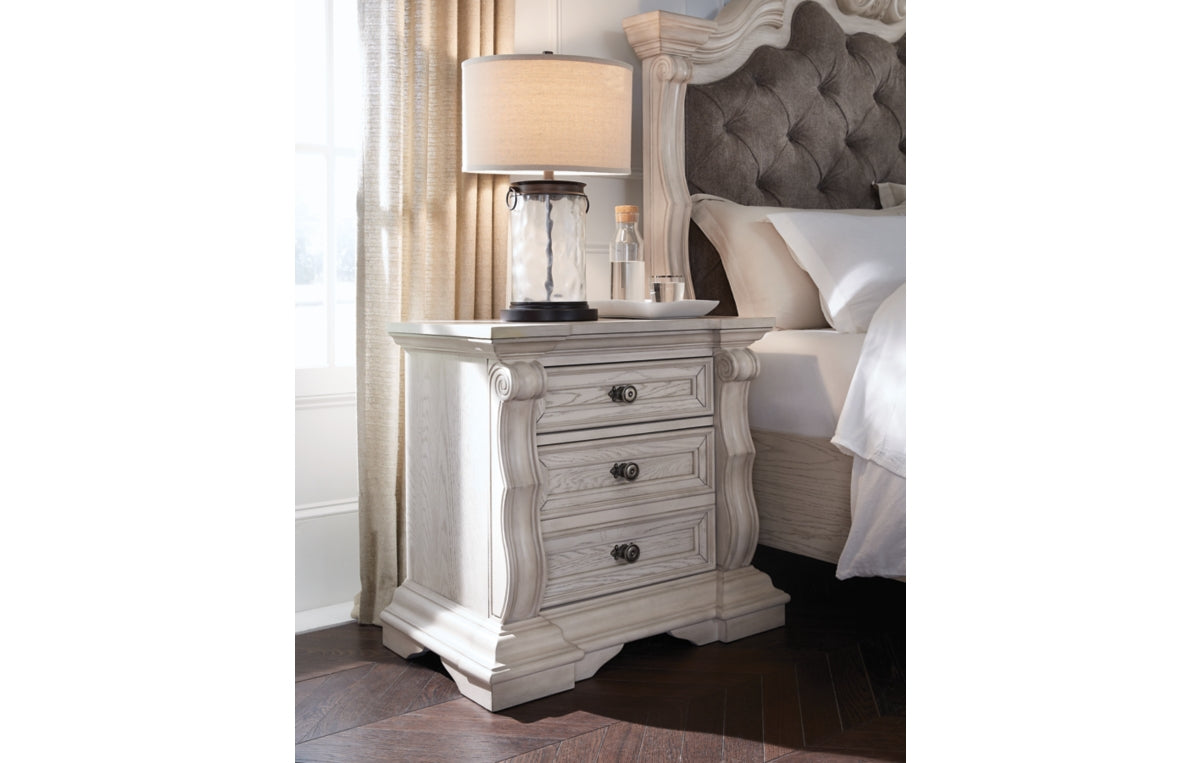 Bruchandi California King Upholstered Panel Bed with Mirrored Dresser and Nightstand