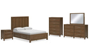 Cabalynn Queen Panel Bed with Storage with Mirrored Dresser, Chest and Nightstand
