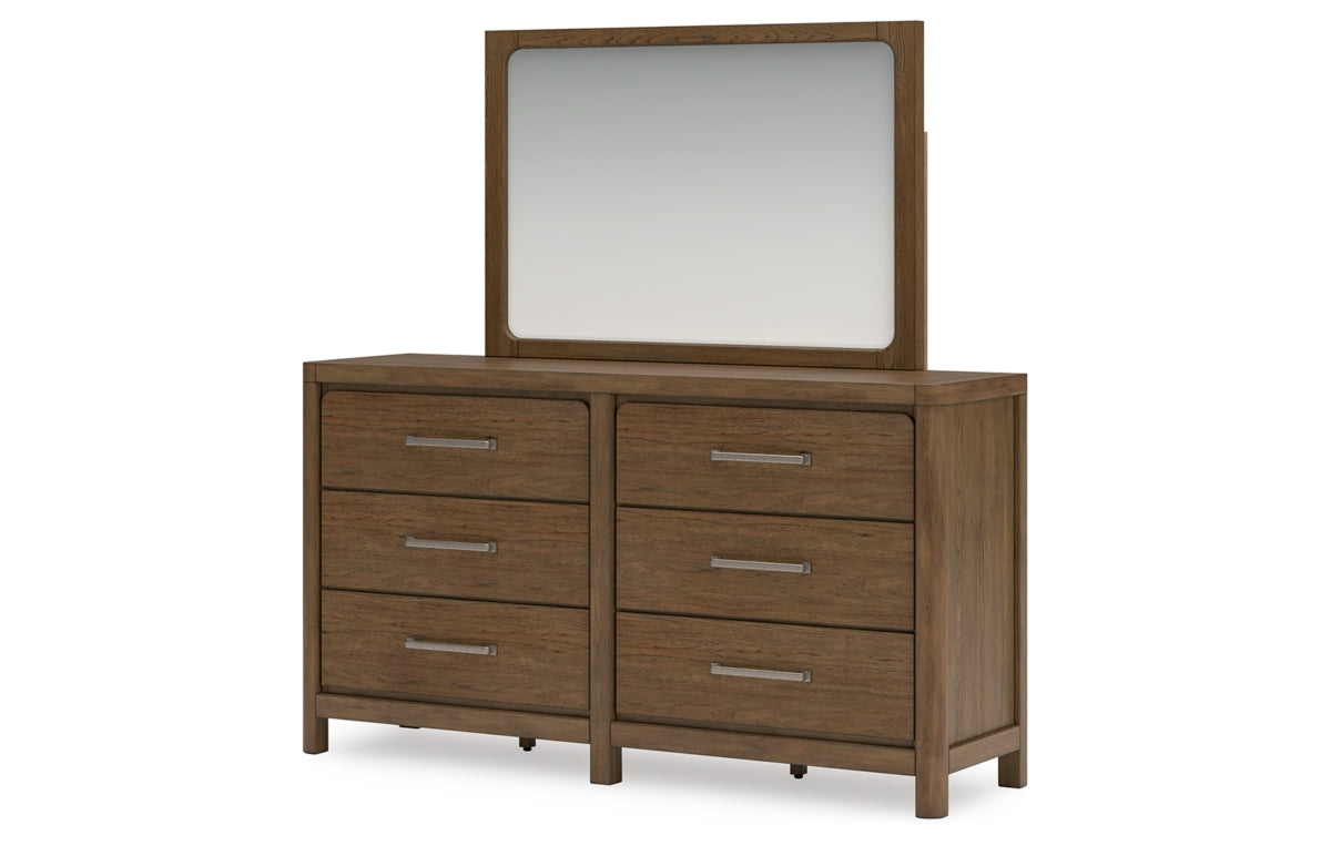 Cabalynn King Panel Bed with Storage with Mirrored Dresser and Nightstand