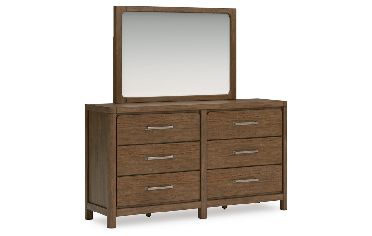 Cabalynn King Panel Bed with Storage with Mirrored Dresser and Chest