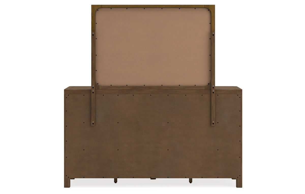 Cabalynn King Upholstered Bed with Mirrored Dresser
