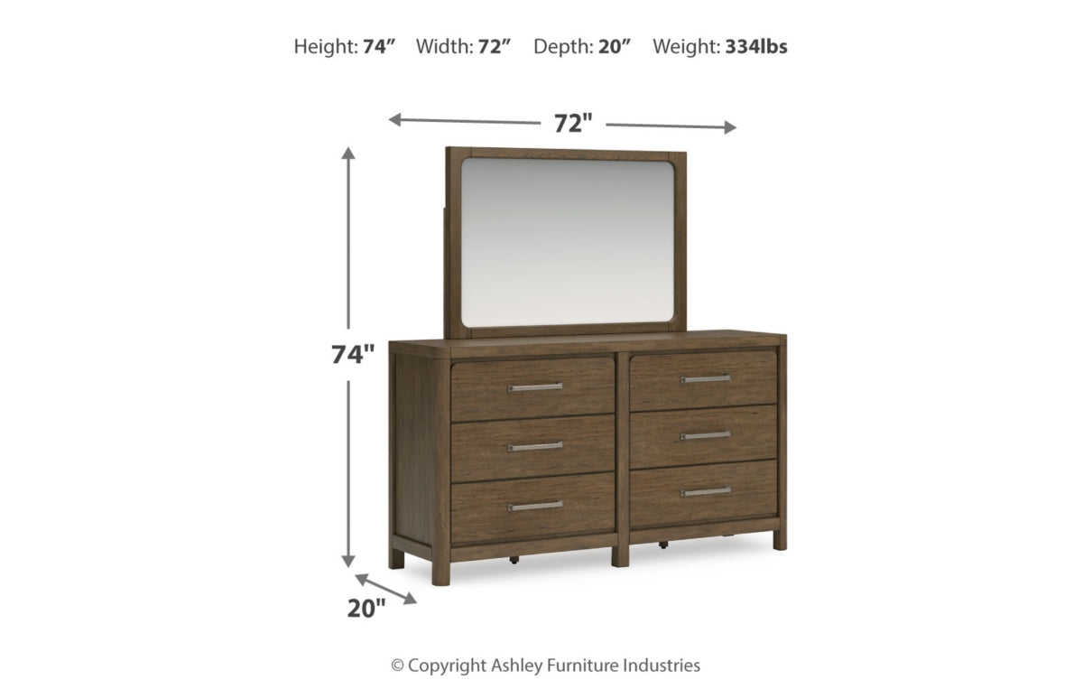 Cabalynn California King Panel Bed with Storage with Mirrored Dresser