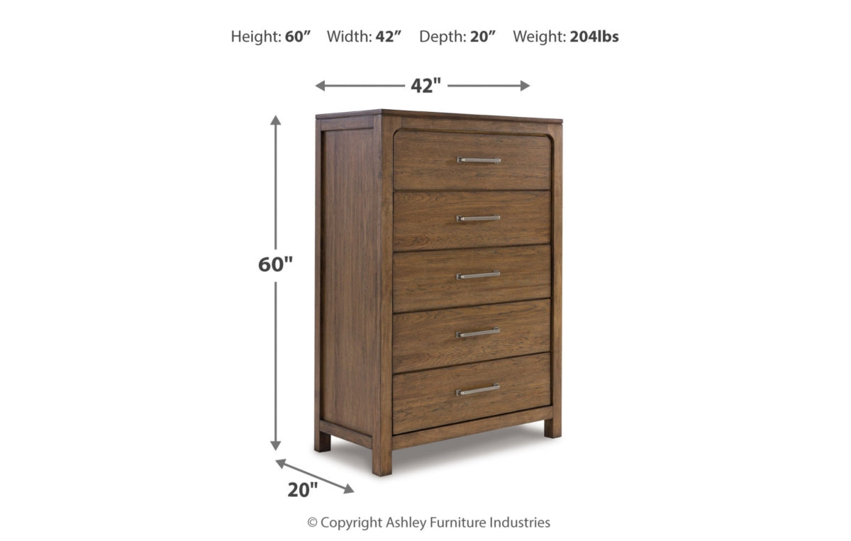 Cabalynn Queen Upholstered Bed with Mirrored Dresser and Chest