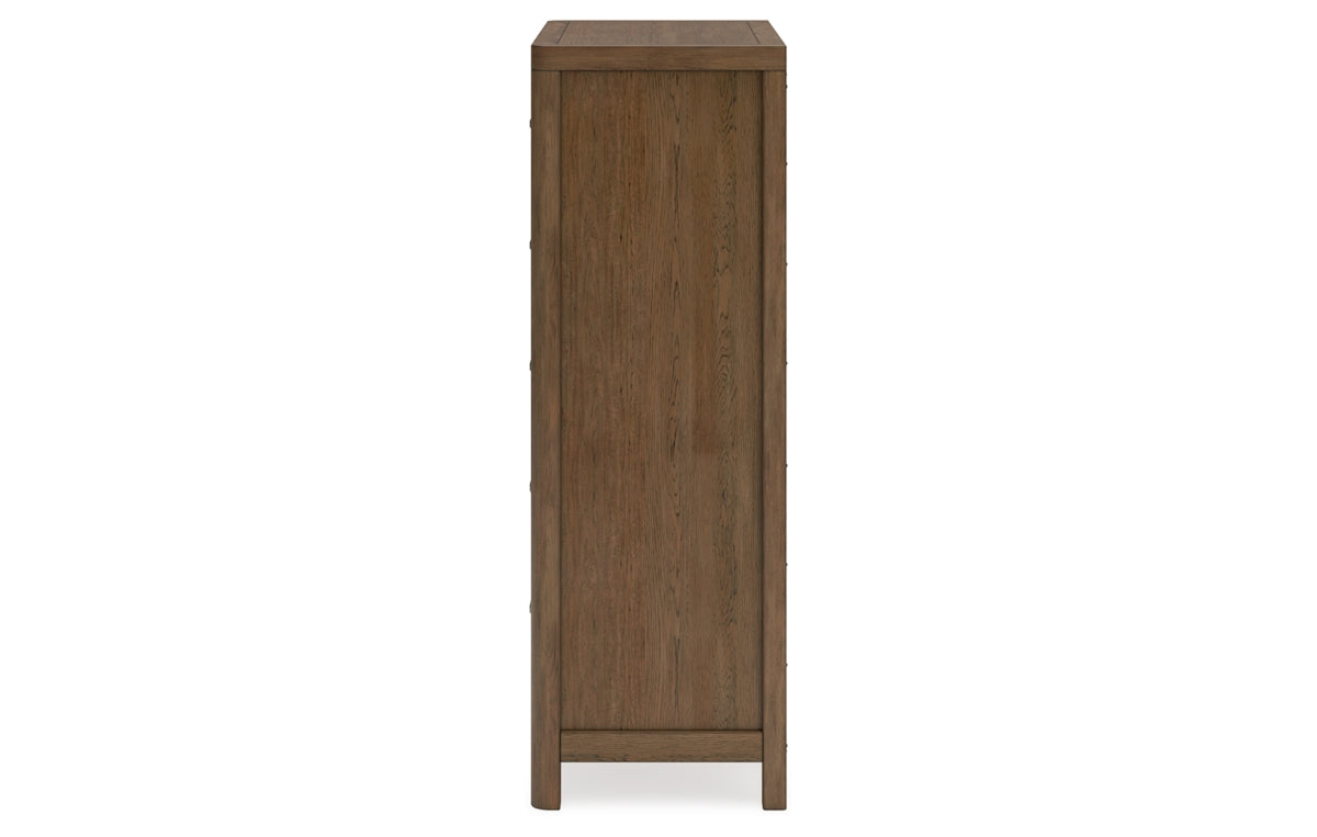 Cabalynn Queen Upholstered Bed with Mirrored Dresser and Chest