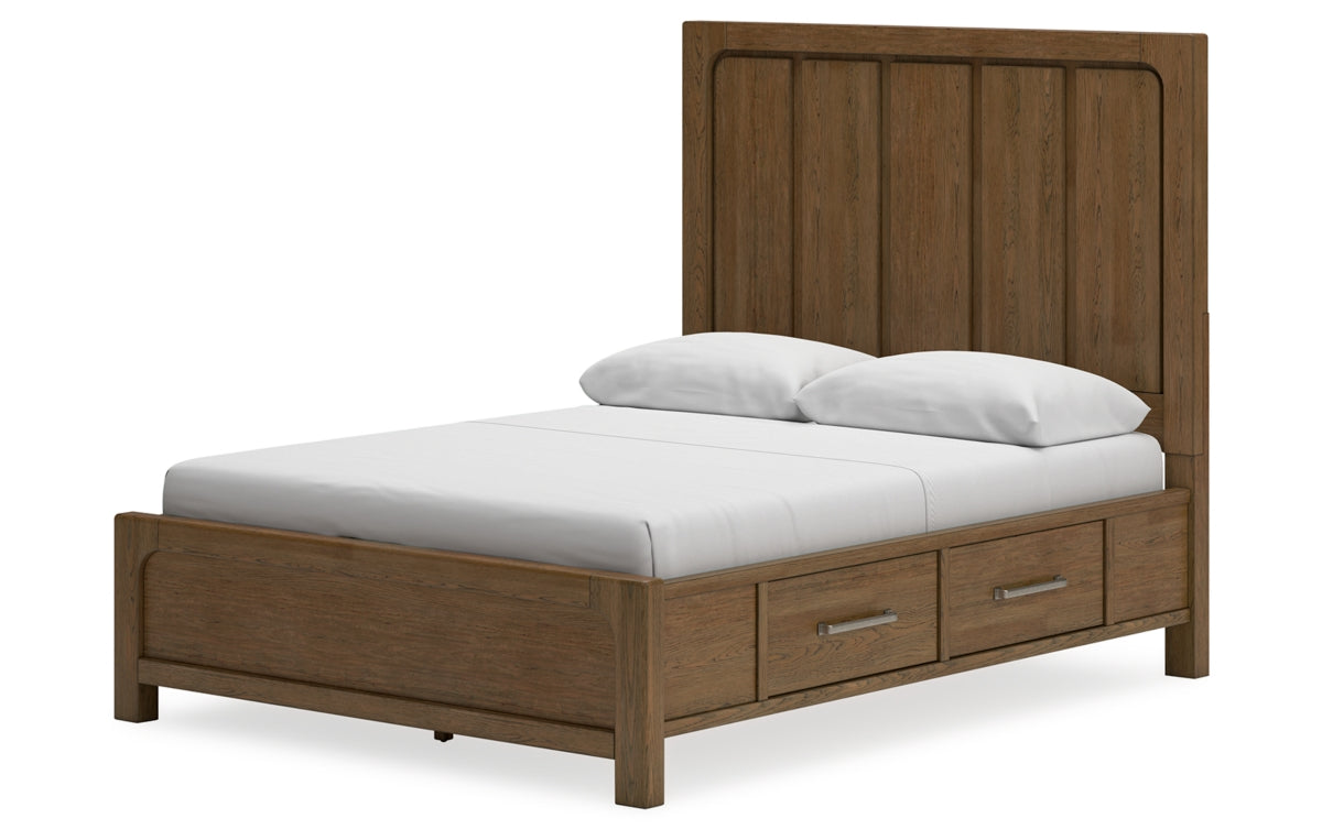 Cabalynn Queen Panel Bed with Storage with Mirrored Dresser and Chest