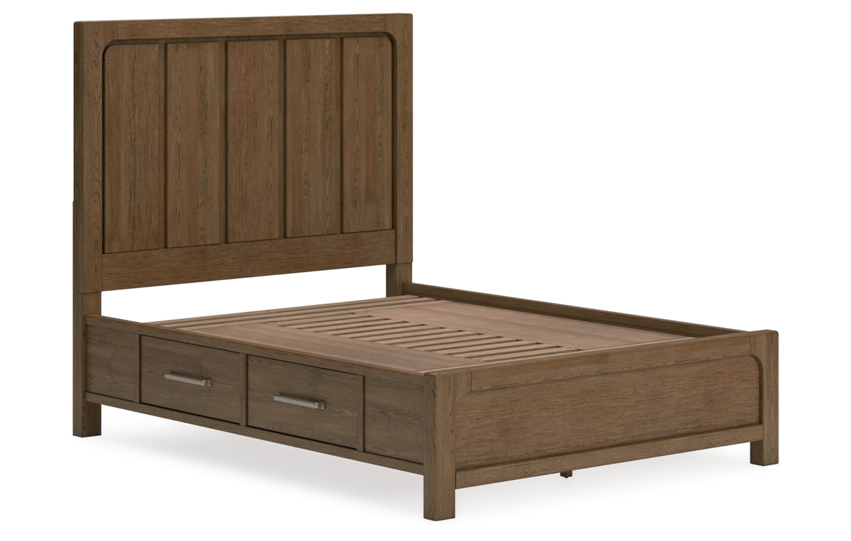 Cabalynn Queen Panel Bed with Storage with Mirrored Dresser, Chest and Nightstand
