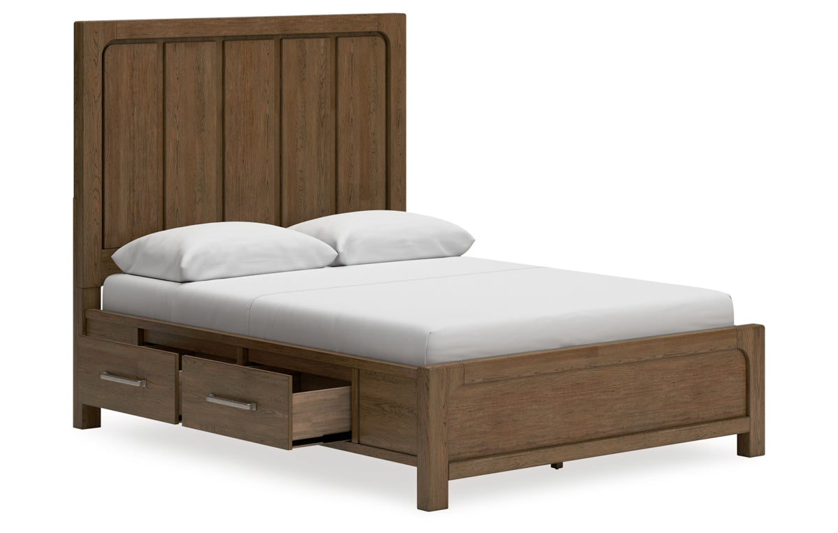 Cabalynn Queen Panel Bed with Storage with Mirrored Dresser, Chest and Nightstand
