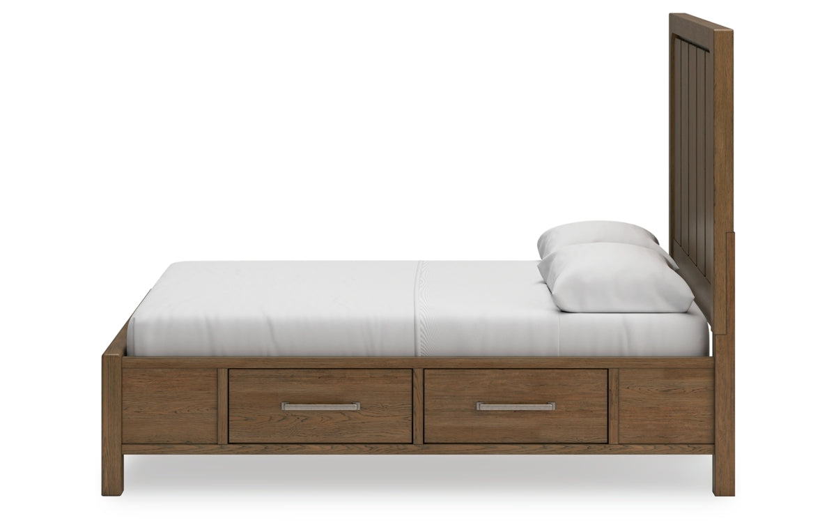 Cabalynn Queen Panel Bed with Storage with Mirrored Dresser, Chest and Nightstand