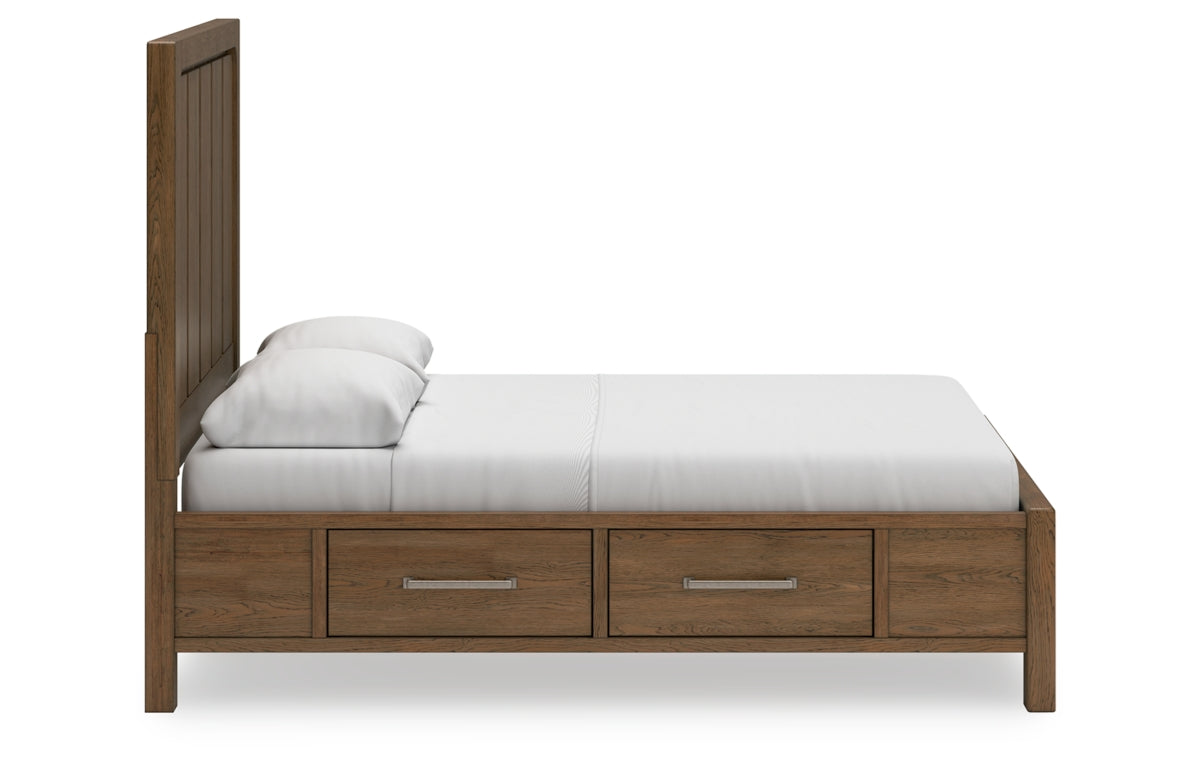 Cabalynn Queen Panel Bed with Storage with Mirrored Dresser