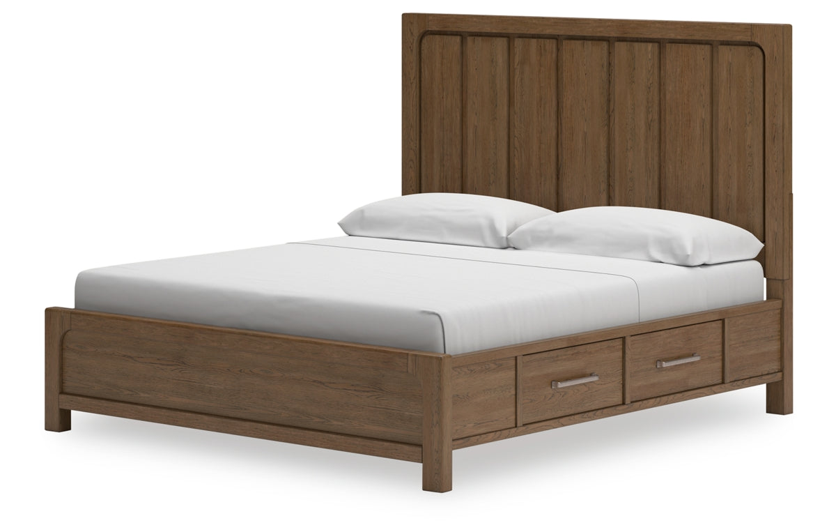 Cabalynn King Panel Bed with Storage with Mirrored Dresser