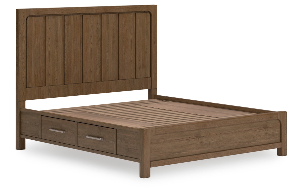 Cabalynn King Panel Bed with Storage with Mirrored Dresser