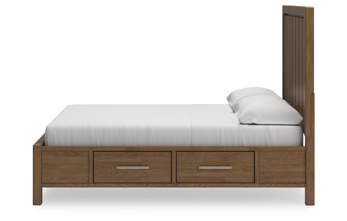 Cabalynn King Panel Bed with Storage with Mirrored Dresser