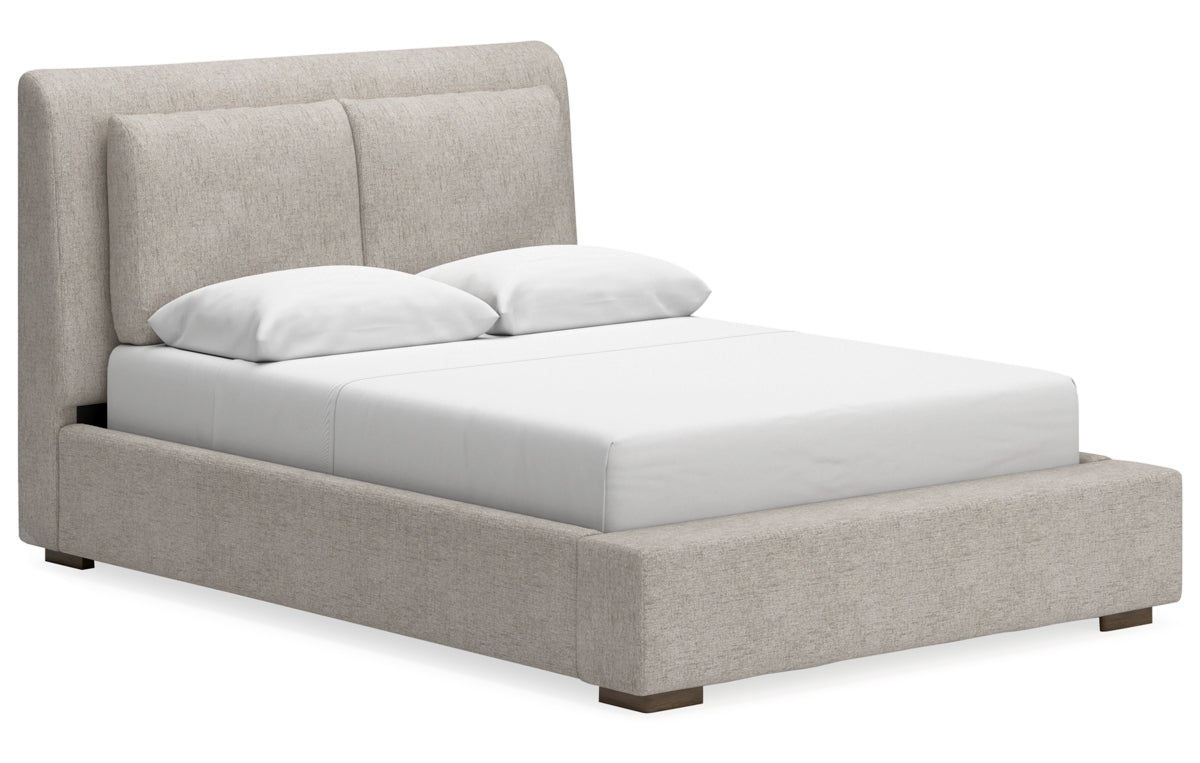 Cabalynn Queen Upholstered Bed with Mirrored Dresser and Nightstand