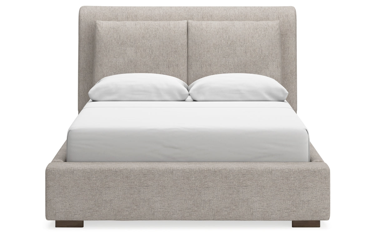 Cabalynn Queen Upholstered Bed with Mirrored Dresser and Nightstand