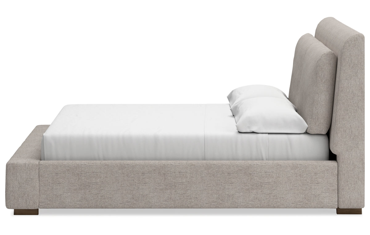 Cabalynn King Upholstered Bed with Mirrored Dresser, Chest and Nightstand