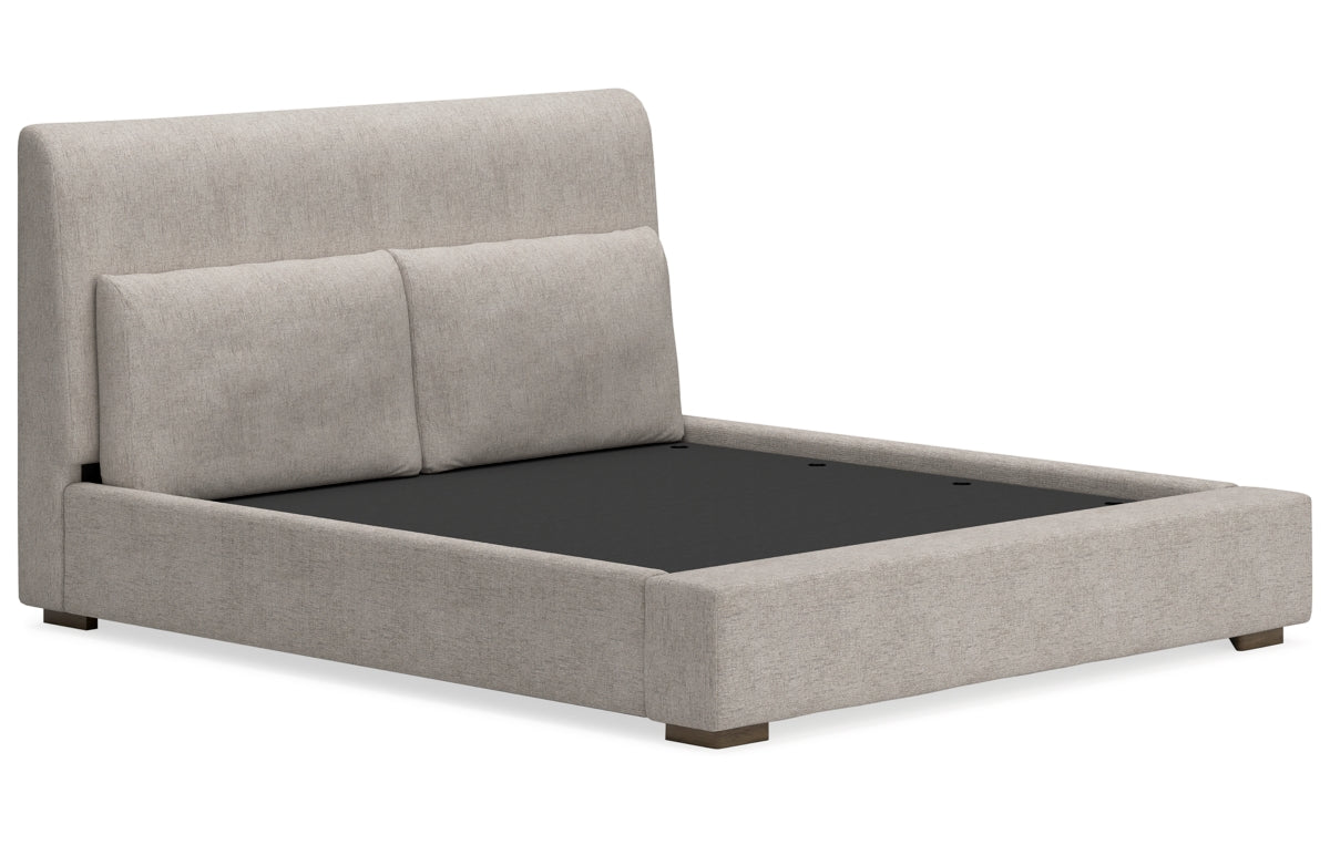 Cabalynn California King Upholstered Bed with Mirrored Dresser