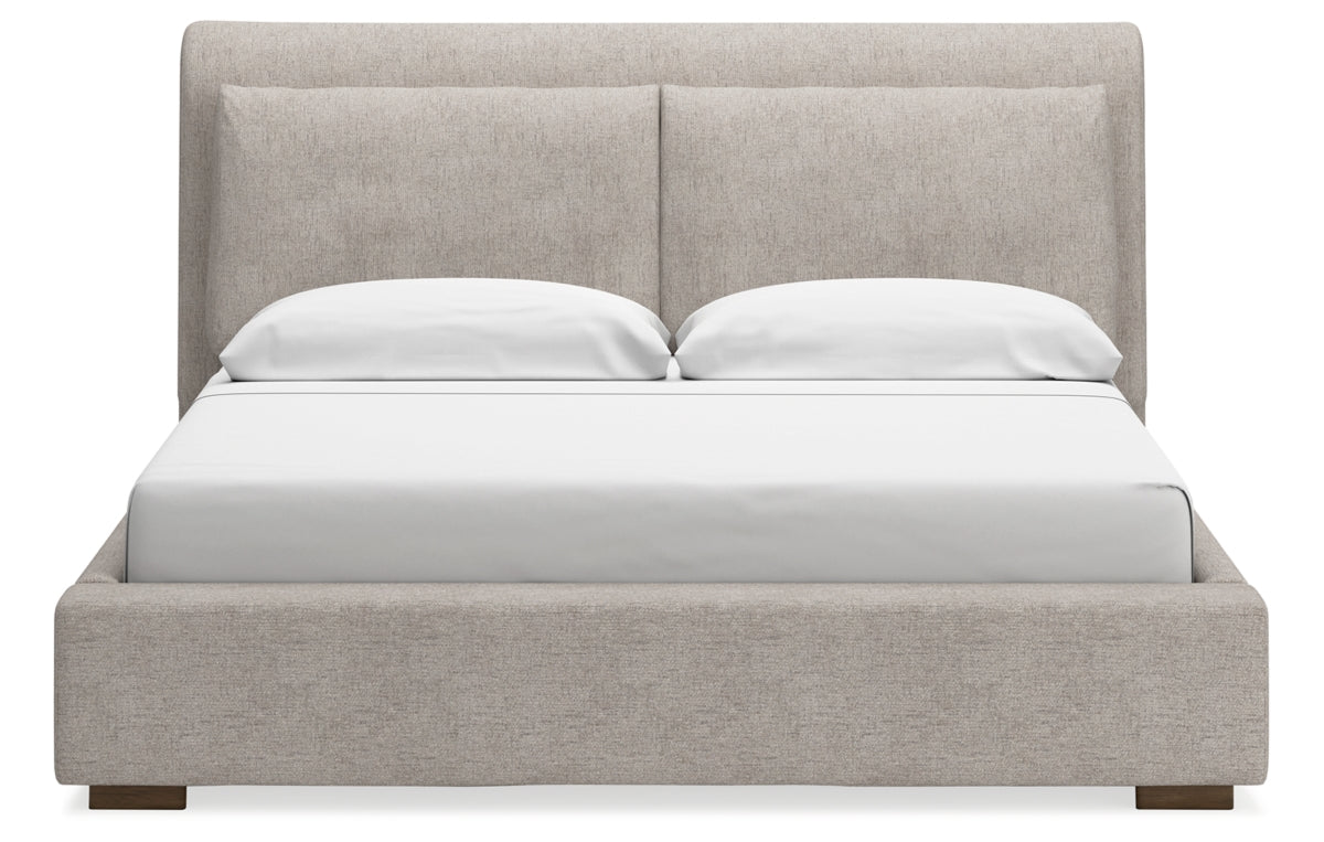 Cabalynn California King Upholstered Bed with Mirrored Dresser