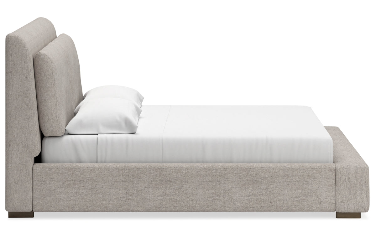 Cabalynn California King Upholstered Bed with Mirrored Dresser